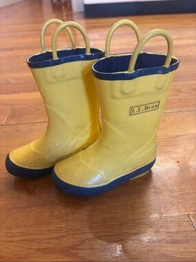 L.L. Bean Yellow and Navy Kids' Rain Boots